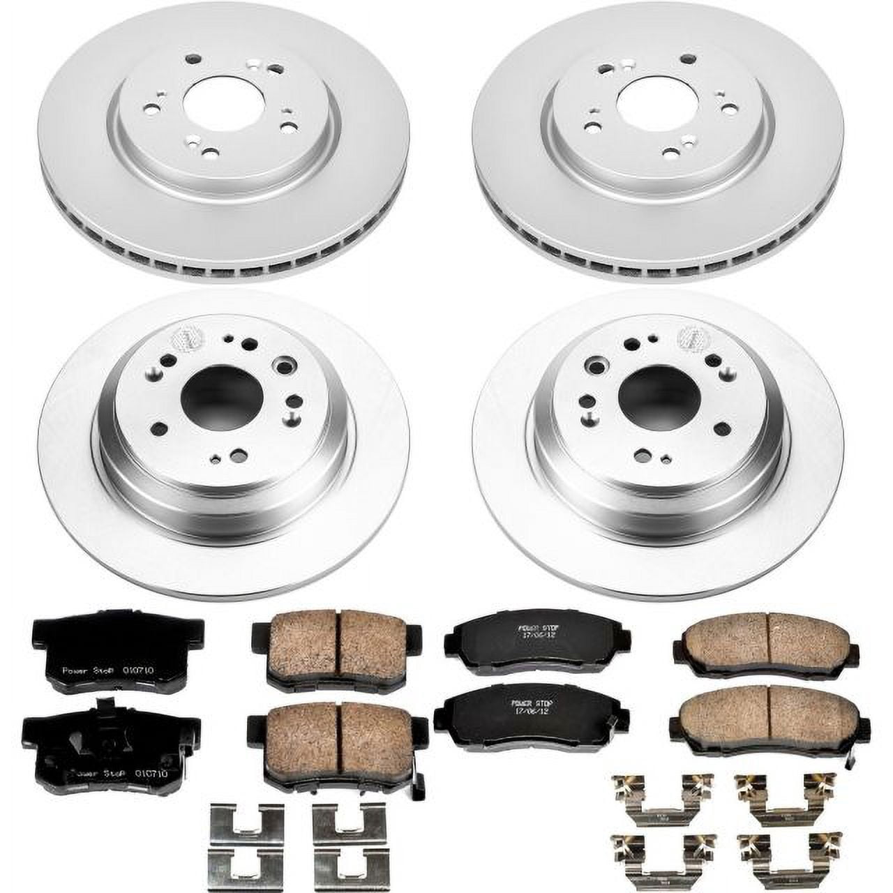 PowerStop Front and Rear Geomet Coated Brake Rotor and Pad Kit Fits: HONDA Select Models CRK5815