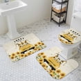 thumbnail image 2 of Summer Bathroom Rugs Set Sunflower Gnome Yellow Plaid Truck Vintage Non Slip Absorbent Soft Bath Mats 3 Piece Set with Bathroom Rug, U-Shaped Floor Mat, Toilet Seat Cover Small Size, 2 of 9
