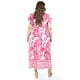 thumbnail image 3 of Vestido largo estampado hojas Roman Fashion /Tallas Extras, 4338 (Fiusha hojas) fucsia 42, 3 of 6
