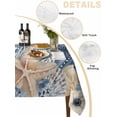 thumbnail image 5 of Blue Starfish Coastal Suqare Tablecloth - 54 x 54 Inch, Eucalyptus Summer Nautical Shell Rustic Waterproof & StainResistant Tablecloth, Washable Oil-proof Table Cover for Dining/Party/Wedding/Buffet, 5 of 9