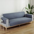 thumbnail image 1 of Nvzi Funda de sofá de color sólido, funda de sofá de 1 plaza, impermeable, reclinable, para sala de estar, fácil de instalar, lavable, protector de sofá para muebles (azul y gris), 1 of 4