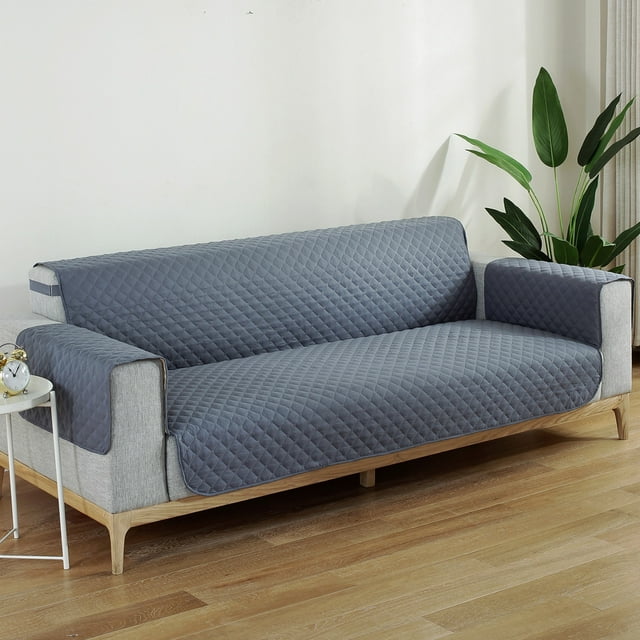 Nvzi Funda de sofá de color sólido, funda de sofá de 1 plaza, impermeable, reclinable, para sala de estar, fácil de instalar, lavable, protector de sofá para muebles (azul y gris)