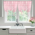 thumbnail image 4 of Pink Plaid Tie Up Curtains for Windows, Adjustable Balloon Window Shades, Modern Art Checkered Farmhouse Kitchen Window Treatments Adjustable Roll Up Curtain for Basement/Nursery 52"x45", 4 of 8