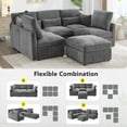 thumbnail image 5 of 85.4" Gray Cloud Sectional Couch, Modern Modular U-Shaped Sofa with Movable Ottoman, L-Shaped Sofa Bed, 2 USB Ports and Phone Holder for Living Room, 5 of 19