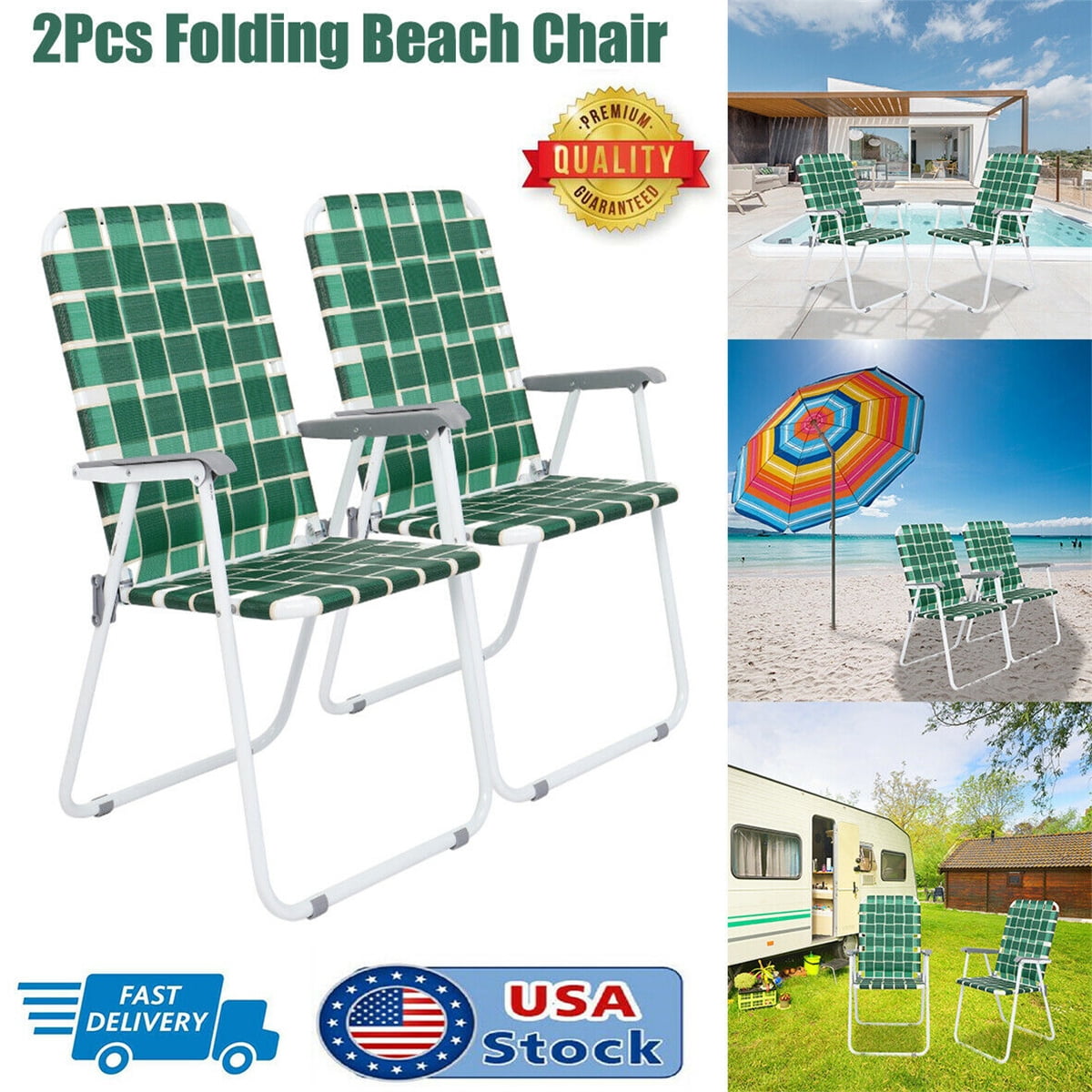 Goorabbit Camping Chairs,(2Pack) Steel Tube PP bed Folding Lawn