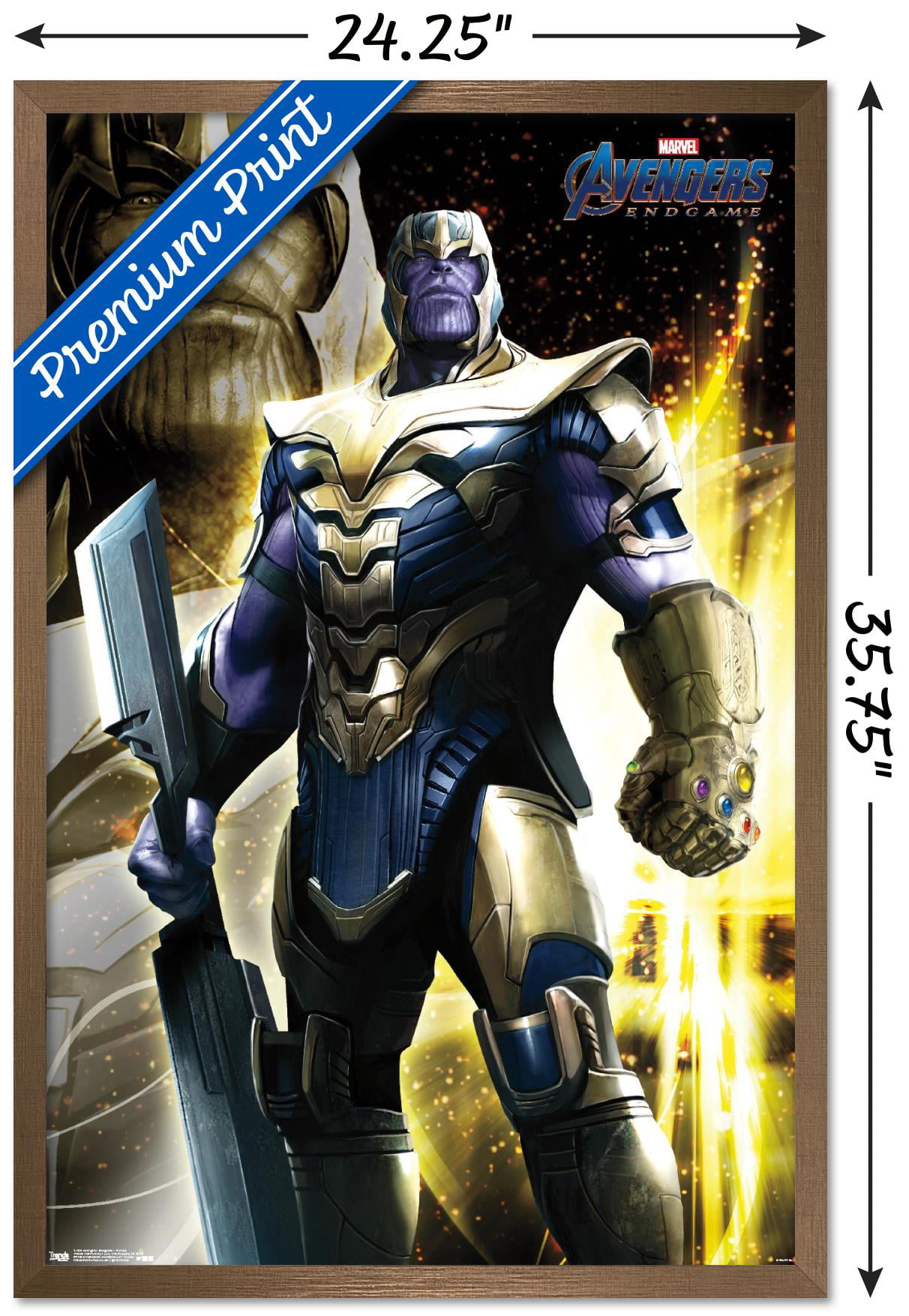 Vingadores: Endgame – Pôster do filme emoldurado (seja o que for necessário  – Thanos e os Vingadores) (tamanho: 60 x 91 cm)