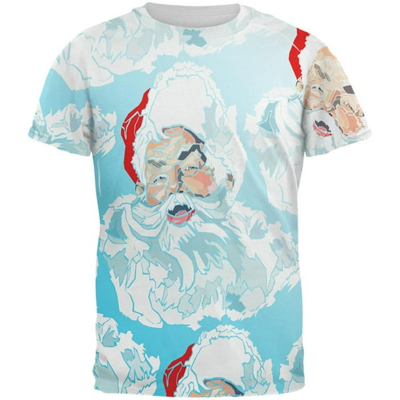 Christmas Classic Jolly Saint Nick Santa Claus All Over Mens T Shirt Multi LG