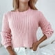 thumbnail image 1 of Suéter de cuello redondo para mujer, cómodo, informal, de color sólido, de manga larga, con cuello redondo, para mujer, 1 of 6