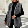 thumbnail image 5 of Women's Fashion Fall Winter Warm Faux Fur Vests Ladies Comfortable Open Front Cardigan Jacket Solid Color V Neck Casual Outerwear Sleeveless Vests Coat Top Cozy Soft Vests for Women, 5 of 7