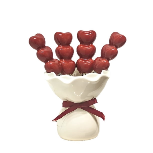 Postre lindo, tenedor de frutas, vajilla para el hogar, tanque de almacenamiento de cerámica creativa de alto valor, juego de tenedor pequeño de acero inoxidable
