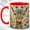 Red, variant on Folk Giraffe Coffee Mug, Floral Animal Mug, Ceramic 11 oz