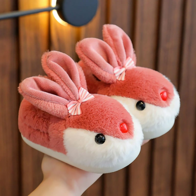 Leozcaa Girls Bunny Slippers Cute Rabbit Warm Plush Winter House