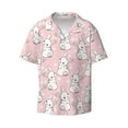 thumbnail image 3 of Goofa Cute Rabbit Printed Men's Casual Short-sleeved Shirt,Lightweight Breathable Button-down,Summer Casual men's top,Versatile Fashion shirt-Large, 3 of 7