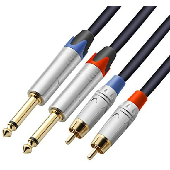 TISINO Dual 1/4 inch TS to Dual RCA Stereo Audio Interconnect Cable Patch Cords - 6.6 feet