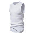 thumbnail image 2 of BXINGOHAI Men's Bodybuilding Tank Tops Workout Gym Shirt Muscle Fitness Athletic Stretch Cotton Top White,L, 2 of 7