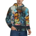 thumbnail image 2 of Honeii Whimsical Goat Artist Pattern Mens Hoodies Men's Loose Sleeve Sweatshirt,Pullover Hooded Sweatshirt for Men,Essentials Hoodie-Large, 2 of 7