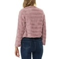 thumbnail image 3 of INSPIRE CHIC Women's Long Sleeve Solid Color Collarless Shaggy Soft Faux Fur Coat XS Dusty Pink, 3 of 6
