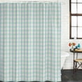 thumbnail image 3 of Blue Green Waterproof Fabric Shower Curtain,Grid Checkered Plaid Gingham Lattice Trellis Waterproof Fabric Shower Curtain for Bathroom Curtains Bathtubs Shower Curtains with 12 Hooks Stall 54x78in, 3 of 8