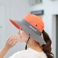 thumbnail image 3 of Women Visor Bucket Hat Summer Sun Beach Wide Brim Boonie Ponytail Cap Quick-Dry UV Protection Sun-Hat Bucket-Cap with Ponytail Hole, 3 of 8