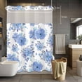 thumbnail image 5 of No Hook Shower Curtains with Snap-in Liner Set, Blue Watercolor Floral Waterproof Hotel Style Bathroom Shower Curtain, Spring Flower Abstract Art Breathable Mesh Top Window Bath Curtains 48''x72'', 5 of 9