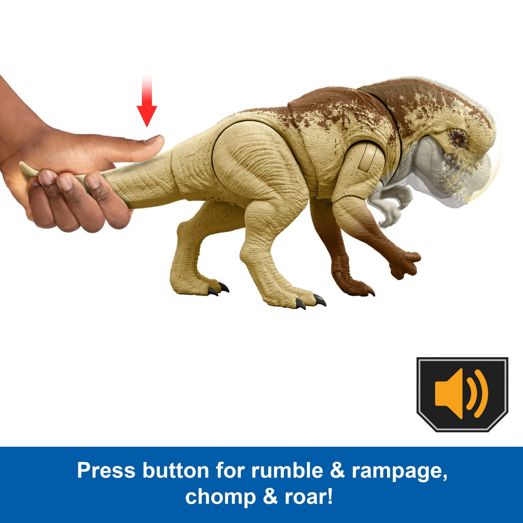 Jurassic World Rebirth Distortus Rex Drex, 22" Rumble & Rampage Dinosaur Action Figure
