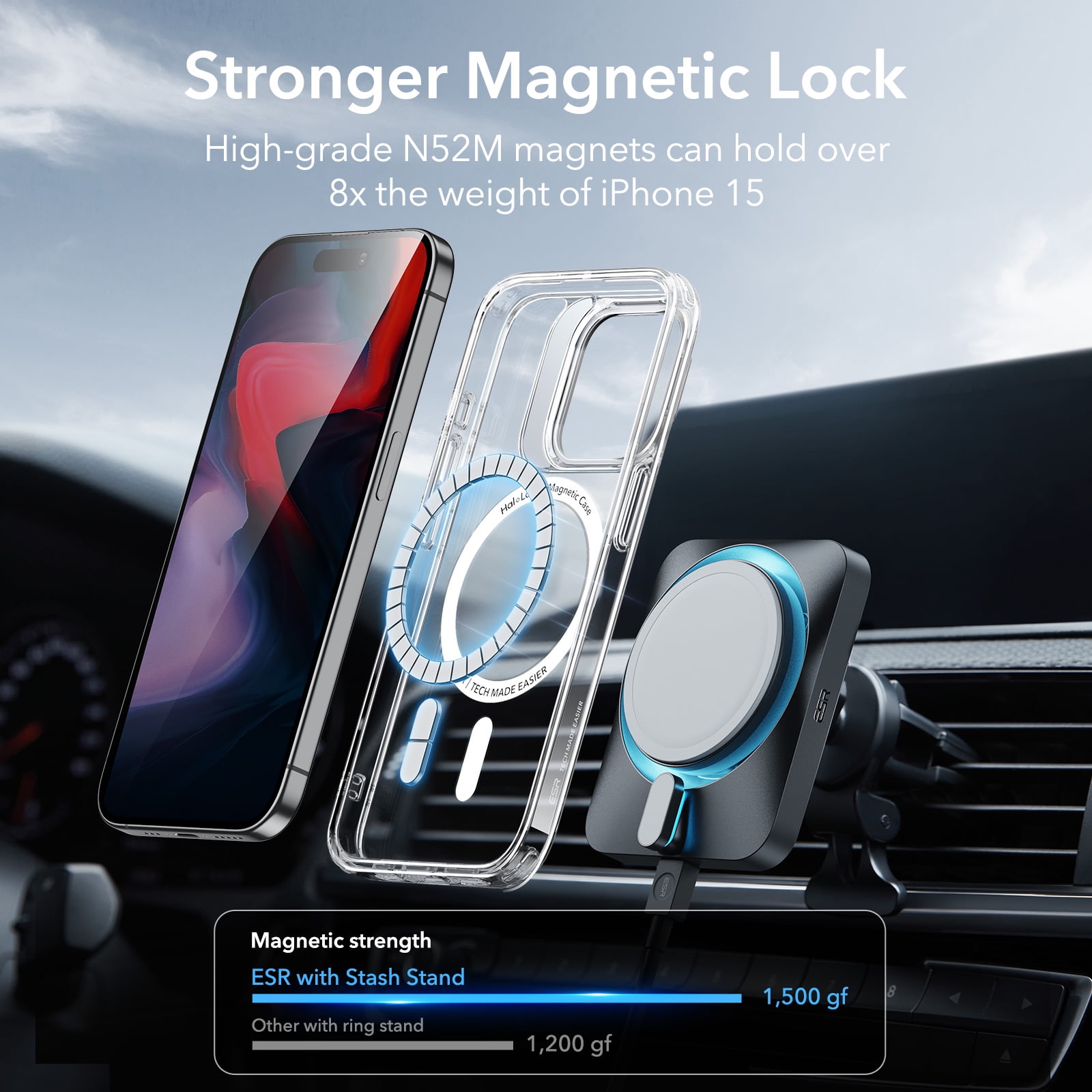 ESR Cloud Kickstand Halolock MagSafe Case dla iPhone 15 Pro Max