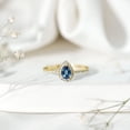 thumbnail image 4 of Rosec Jewels Natural Blue Sapphire Pear Shaped Engagement Ring with Halo - Blue Sapphire and Diamond Ring - 0.5 Ct - AAA Grade, 18K Yellow Gold, US 3.00, 4 of 8