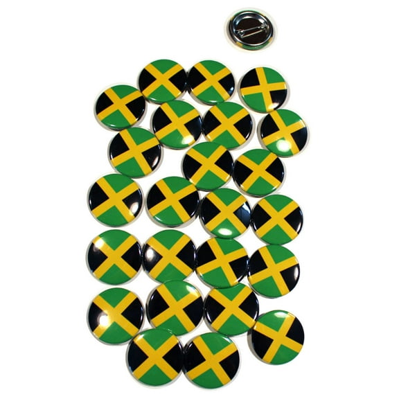 Jamaica Flag Pinback Buttons - 1.5 Inch Round - 25 Pack