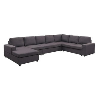 Casanova Light Gray Linen 7Pc Modular L-Shape Sectional Sofa with