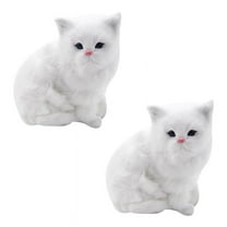2X Realistic Cute Simulation Stuffed Plush White Persian Cats Toys Cat Dolls Table Decor Kids Girls