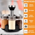 thumbnail image 3 of Especiero Giratorio Moderno 360 Kimhi Con 6 Frascos De Vidrio Acero Inoxidable Organizador De Especias Multiusos Para Cocina Color Negro ADA Especiero de Vidrio, Almacenamiento, Organizador, 3 of 8