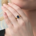 thumbnail image 4 of Gem Stone King 18K Yellow Gold Plated Silver Blue Sapphire Solitaire Engagement Ring for Women (2.50 Cttw, Oval 9X7MM, Gemstone September Birthstone, Available in Size 5, 6, 7, 8, 9), 4 of 4