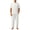 White, variant on StSilkitty Men's 2 Piece Outfits Solid Color Short Sleeve Casual Shirts and Loose Pants Sets Summer Cotton Linen Casual Set