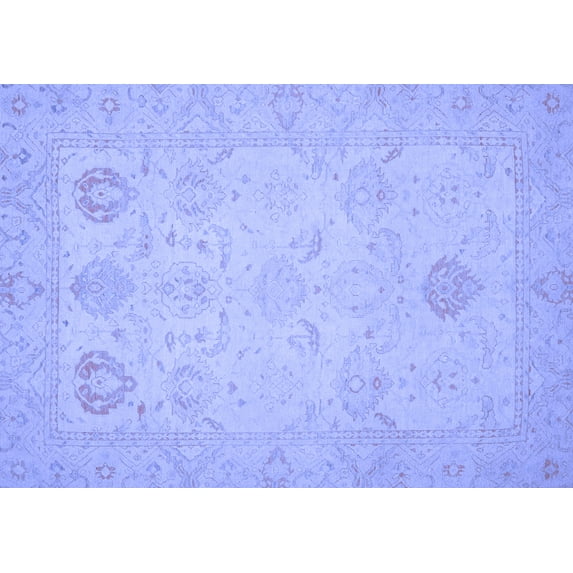 Ahgly Company Machine Washable Indoor Rectangle Oriental Blue Traditional Area Rugs, 6' x 9'