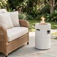 thumbnail image 6 of Atumcto 40,000 BTU Propane Fire Pit Column, 16.5" Round Concrete Outdoor Fire Pit with Lava Rocks and Cover for Patio, Backyard, Beige, 6 of 13