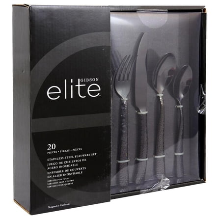 Elite Stonehenge 20-Piece Black 18/10 Stainless Steel Flatware Set (Service for 4)