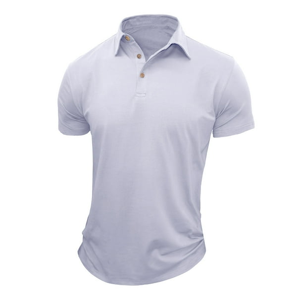 pstuiky camisetas para hombre, Camiseta de manga corta para hombre, estilo informal, lisa, con cuello vuelto y botones camisetas de hombre xl