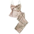 thumbnail image 2 of Sakmal Casual Pajamas Sets for Women Sleeveless Beige Sexy Floral Loungewear Topsfor Women, 2 of 7