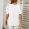 thumbnail image 7 of Womens V-Neck Chiffon Tops Summer Dressy Casual Solid T Shirts Tops Short Sleeve Swiss Dot Fashion Loose Tunic Blouses, 7 of 7