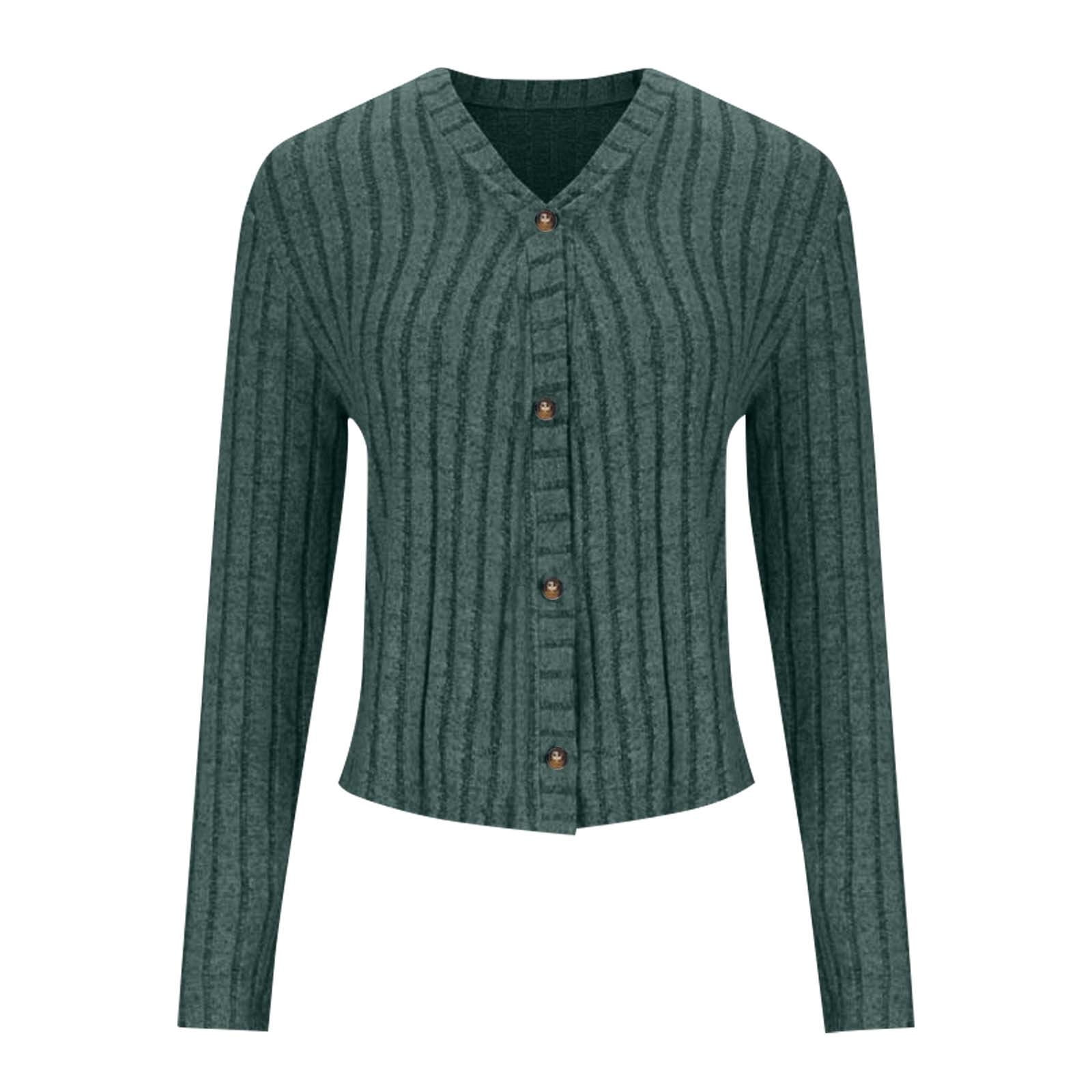 Womens Knit Sweater Coat Jacket Button down Solid Color Fall Winter Soft Warm Tops with Pockets - image 5