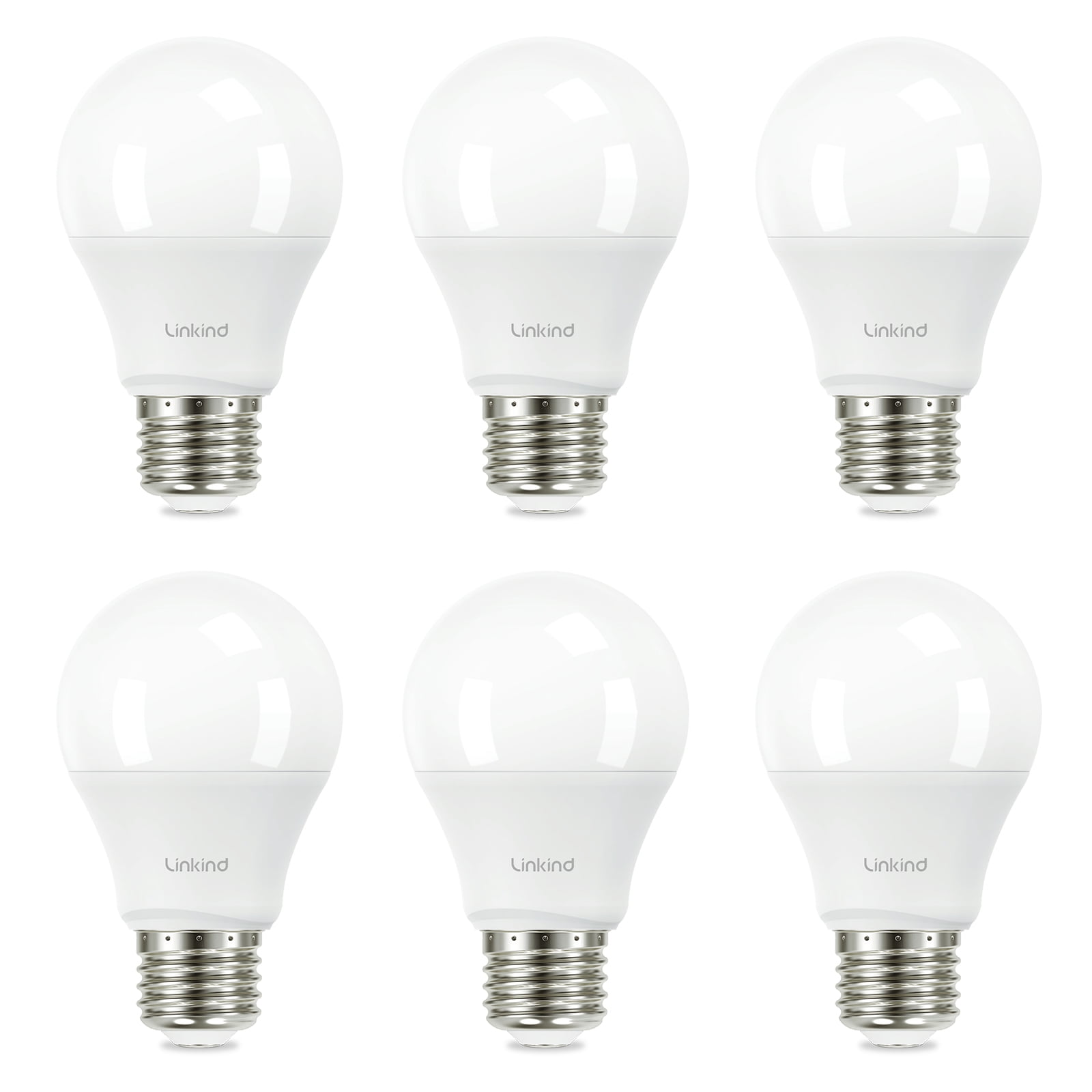 Linkind A19 LED Light Bulbs, 60 Watt Eqv, 2700K Soft White, 8.5W 800 Lumens, Non-Dimmable, E26 Standard Base LED Bulbs, UL Listed, 6 Pack