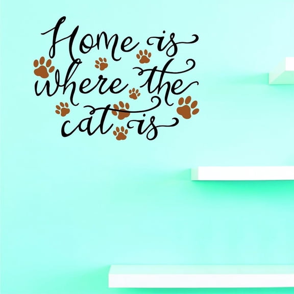 Custom Decals Home Is Where The Cat Is. Wall Art Size: 12 X 12 Inches Color: Multi