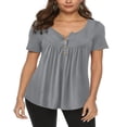 thumbnail image 1 of Tops de Tunique d'Été pour Femmes à Manches Courtes Chemisiers Henley Floraux Décontractés, 1 of 5