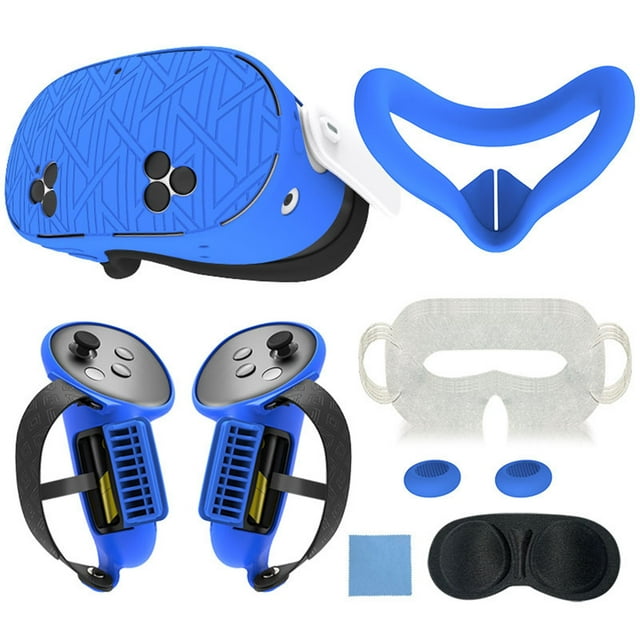 Ensemble d'Accessoires de Protection en Silicone pour Meta Quest 3S, Incluant Couvre-Poignée de Manette, Couvre-Coquille VR, Masque Facial, Couvre-Objectif, Poignée pour Pouce, Masque pour les Yeux, Étui de Protection pour Quest 3S