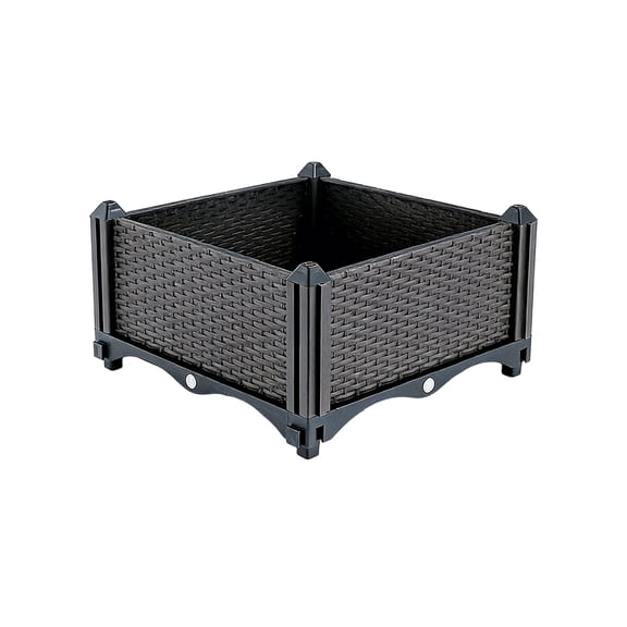 Square Raised Garden Bed Kit Plastic Planter Growing Box for Vegetables, Herbs, Flowers & Succulents in Balcony, Patio or Yard