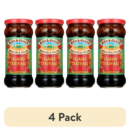 (4 pack) Kona Coast® Island Teriyaki Marinade & Grilling Sauce, 15 oz Jar