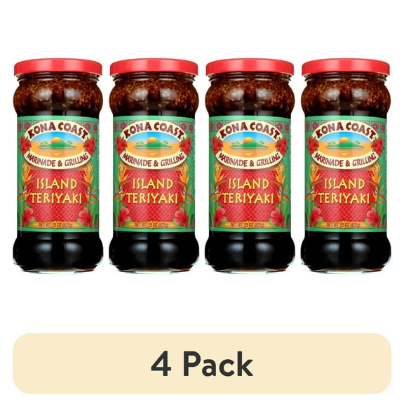 (4 pack) Kona Coast® Island Teriyaki Marinade & Grilling Sauce, 15 oz Jar