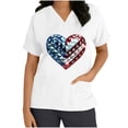 thumbnail image 2 of Gamivast Scrubs for Women Usa Flag Heart Print V-Neck Nursing Scrubs Quick-Dry Breathable Scrub Tops Loose Fit Wrinkle Resistant Healthcare Uniform, 2 of 5