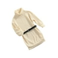 thumbnail image 2 of Kiapeise Toddler Girls Fall Sweater Dress with Belt Solid Long Sleeve Knit Oversized Sweatshirt Dress, 2 of 6