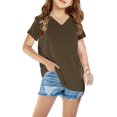 thumbnail image 4 of Nskgu Girls Short Sleeve T Shirts Kids Summer Tops V Neck Tees Tops for Girls Preppy Clothes Trendy T-Shirts, 4 of 5